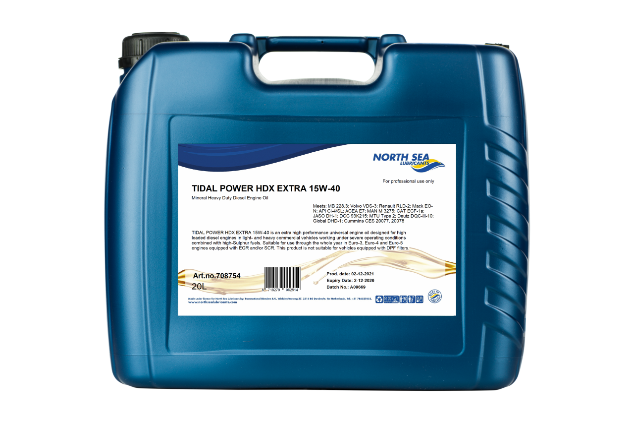 TIDAL POWER HDX EXTRA 15W-40 - North Sea Lubricants